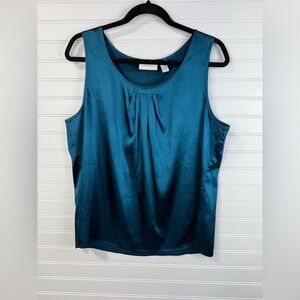 Chico’s women’s teal silky feel sleeveless tank blouse. Chico’s Size 2-Large/12